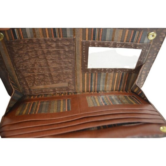 Vintage Men’s Brown Buffalo Leather Wrist Travel Purse / Manbag – EUC - Picture 6 of 7